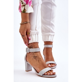 PS1 Sjajne sandale na visoke pete Silver Maxim srebro 1