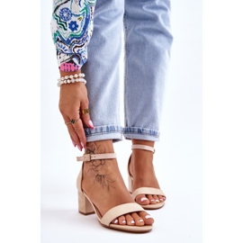 PS1 Quincy bež sandale s niskom petom od brušene kože smeđa 1