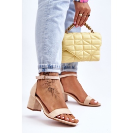 PS1 Quincy bež sandale s niskom petom od brušene kože smeđa 2