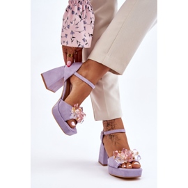 PS1 Modne sandale s kristalima na masivnoj peti Purple Garrett ljubičasta 2