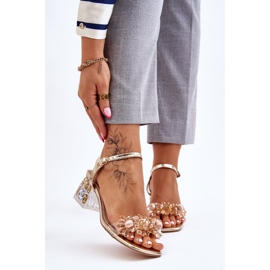 S.Barski Ženske zlatne sandale s niskom petom Gold Benicio zlatna 1