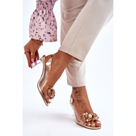 S.Barski Elegantne prozirne sandale sa zlatnim lila ukrasom 2