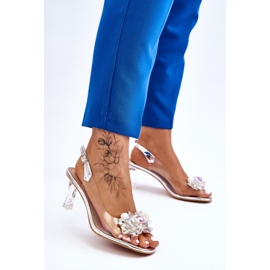 S.Barski Elegantne prozirne sandale sa srebrnim lila ukrasom srebro 2