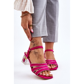 S.Barski Fuchsia Callan sandale od brušene kože s kristalima ružičasta 1