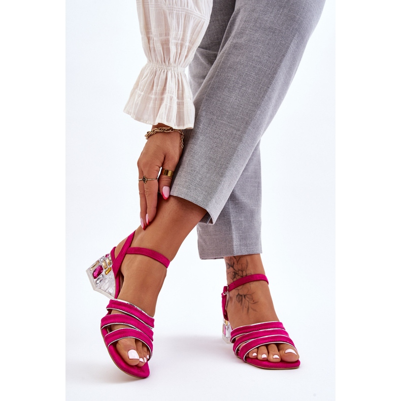 S.Barski Fuchsia Callan sandale od brušene kože s kristalima ružičasta 2