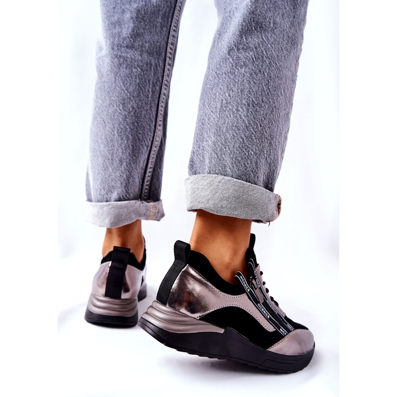 POTOCKI Kožne metalik sportske tenisice crne i srebrne crno 4