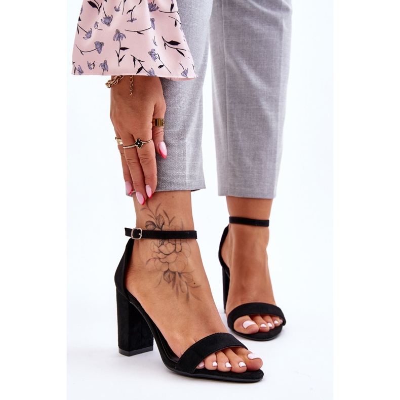 PS1 Klasične crne Amina sandale s petom od brušene kože crna 1