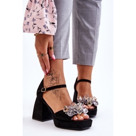 PS1 Moderne sandale s kristalima na masivnoj peti Black Garrett crna 1