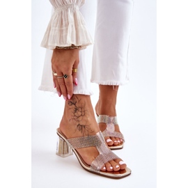 S.Barski Zlatne Jaxen sandale s petom i kamenčićima zlatni 1