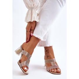 S.Barski Zlatne Jaxen sandale s petom i kamenčićima zlatna 2