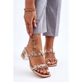 S.Barski Ženske papuče sa ukrasnim cirkonima Golden Leyla zlatna 1