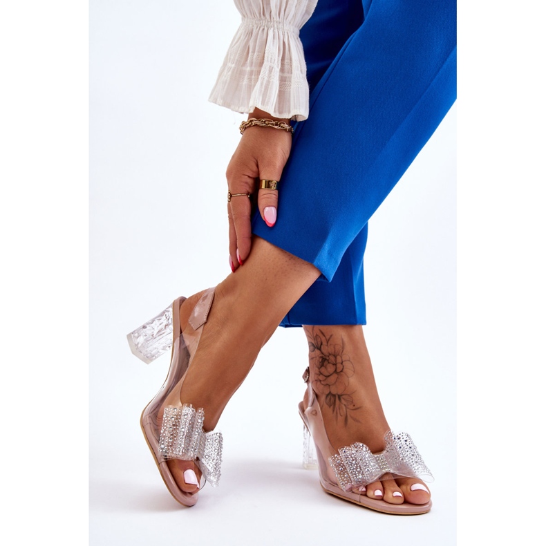 S.Barski Moderne prozirne sandale s golom Ariella mašnom ružičasta 2