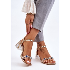 S.Barski Ženske sandale na visoku petu sa zlatnim Esma kristalima 2