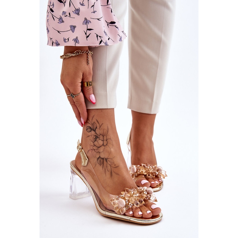 S.Barski Modne prozirne sandale sa zlatnim Carmelo ukrasima zlatna 1