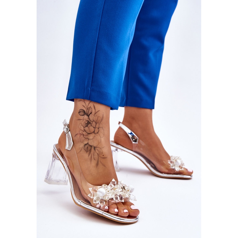 S.Barski Modne prozirne sandale sa srebrnim Carmelo ukrasima srebro 1