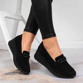 Filippo DP3632 kožne mokasine na klin s lančićem crna 1