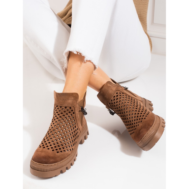 Ženske otvorene čizme Potocki Brown smeđa 2