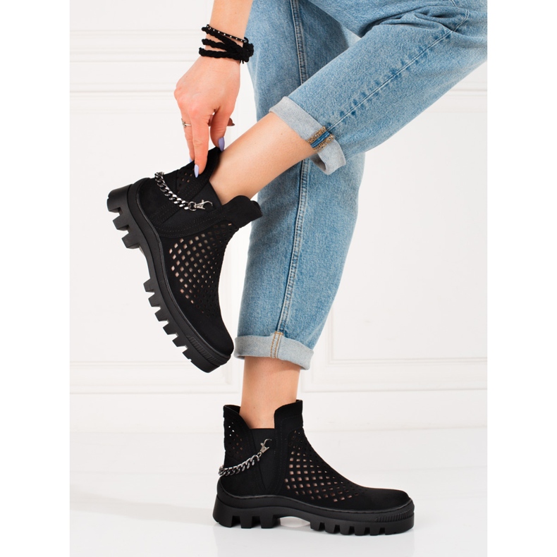 Ženske otvorene čizme Potocki crne crna 2