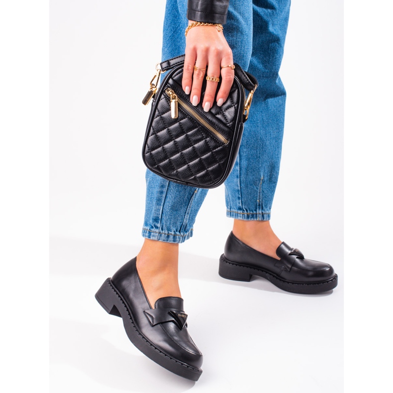 W. Potocki Crne ženske mokasine na platformu crna 1