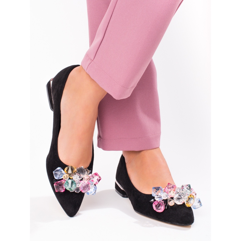 Ženske cipele Shelovet s niskom petom od crne antilop kože crna 1