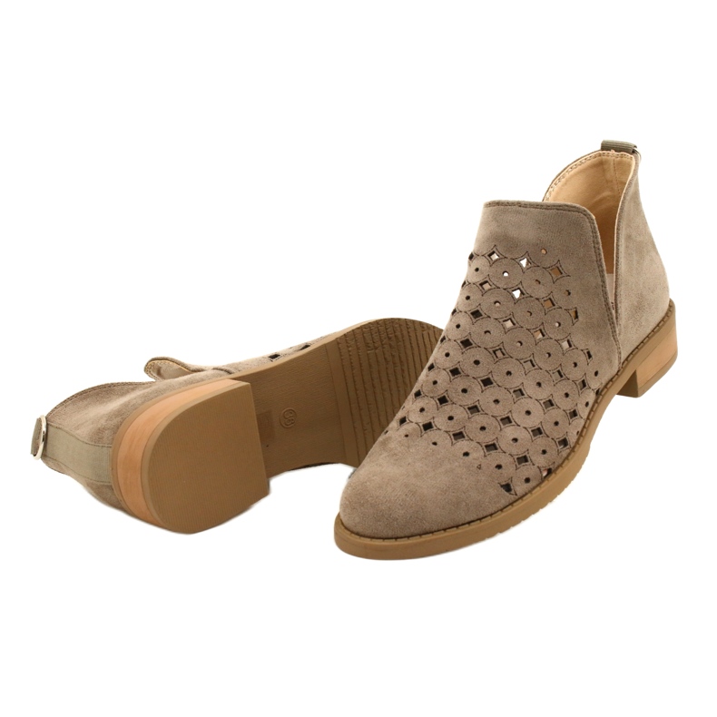 DASZYŃSKI Ažurirane antilop čizme s izrezom karina bež smeđa 5