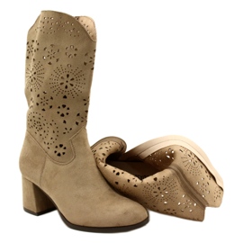 M.Daszyński Openwork ženske sukne bež čizme 5