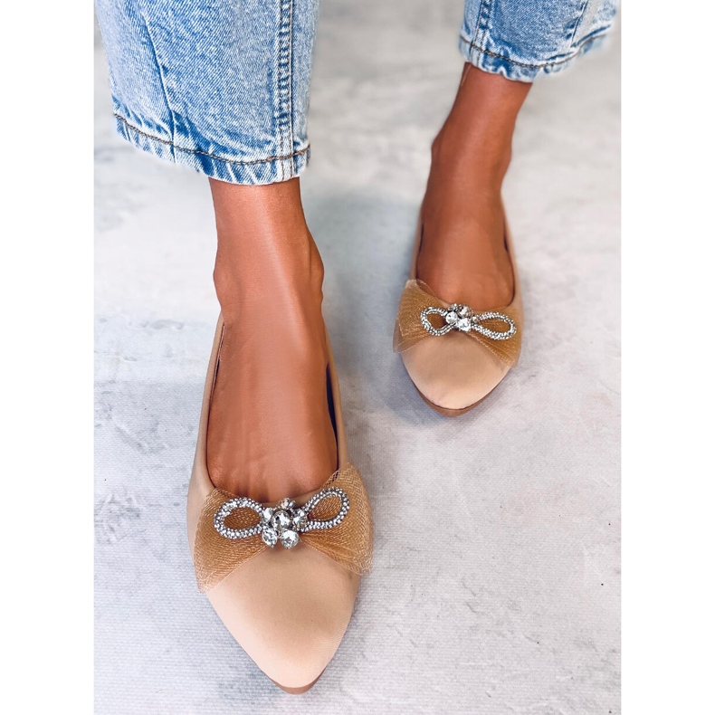 Maura kaki balerinke s mašnom bež 1