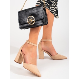 Ženske bež salonke Shelovet od brušene kože 1