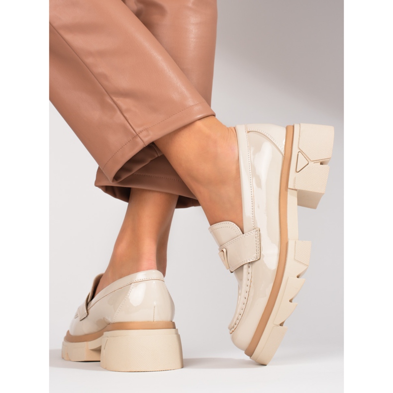 Seastar Ženske lakirane mokasine Shelovet bež boje 2