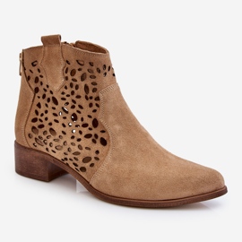 Ženske otvorene čizme Lewski Shoes 2909 Tamno bež smeđa 1