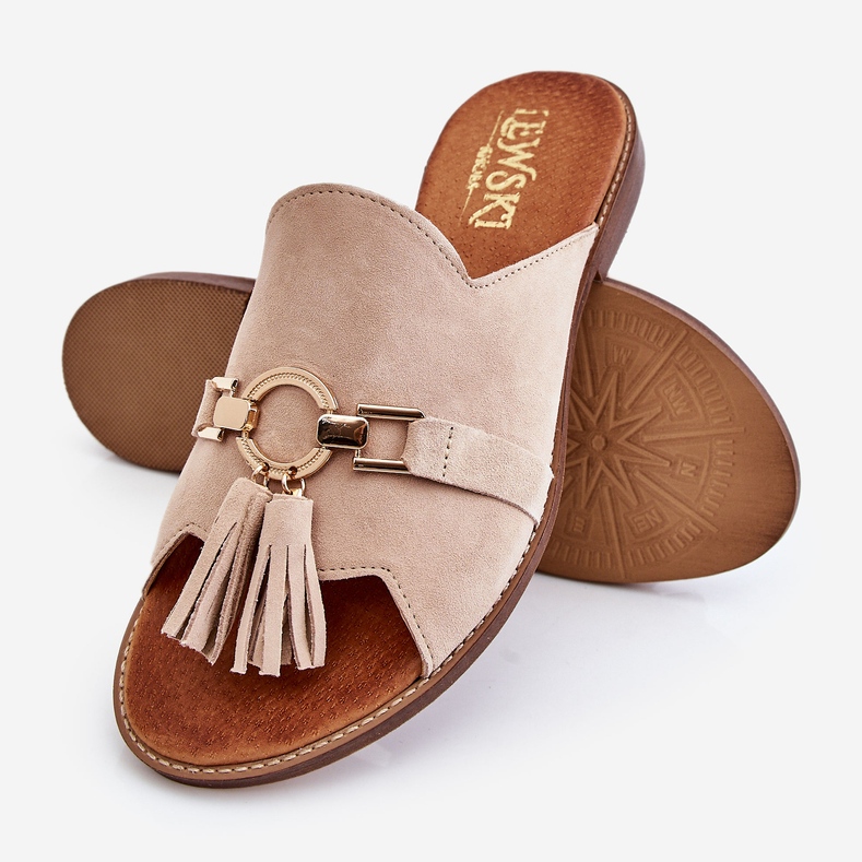 Lewski Shoes Ženske antilop papuče Leewski Shoes 3226 bež 1
