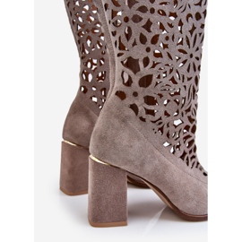 Lewski Shoes Ažurne čizme od brušene kože Leski cipele 3234 Cappuccino raznobojna 1