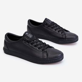 News Ženske kožne klasične tenisice na vezanje crne Misima crno 1