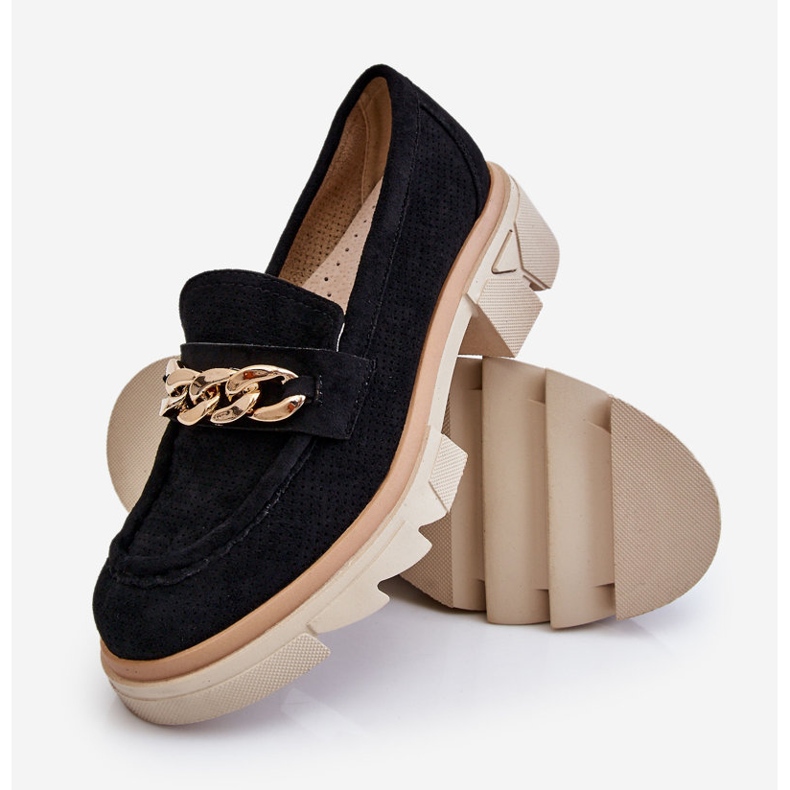 PM1 Ženske brogue mokasine s lancem crne Luella crna 1