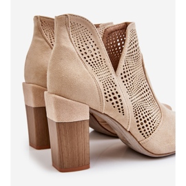 PM1 Čizme s visokom potpeticom od ažurne kože, svijetlo bež Leanna smeđa 1