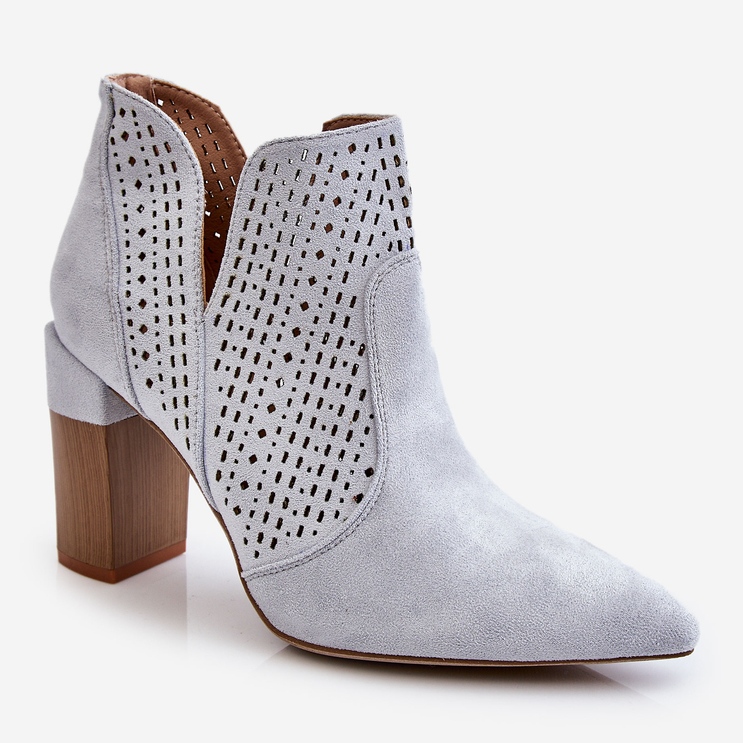 PM1 Modne čizme s visokom petom od brušene kože, sive Genevi srebro siva 2