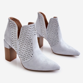 PM1 Modne čizme s visokom petom od brušene kože, sive Genevi srebro siva 1