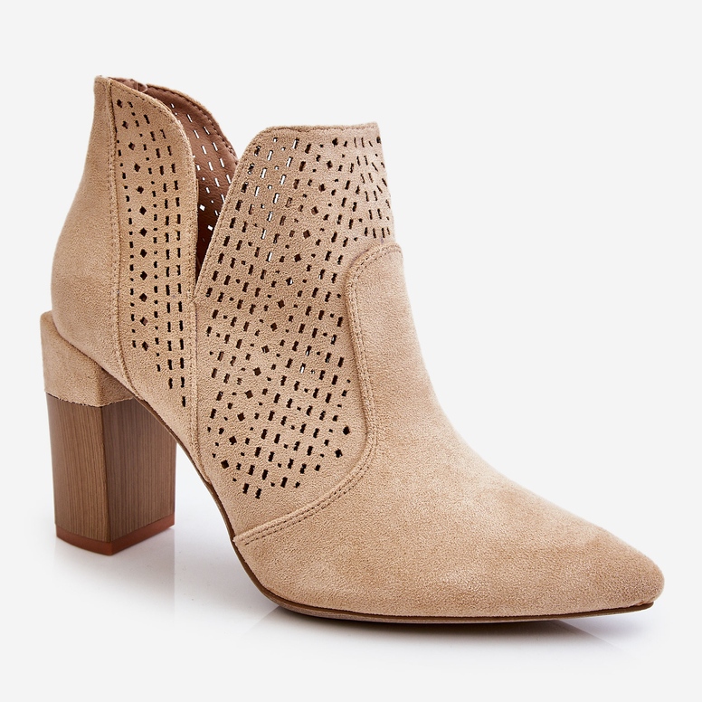 PM1 Modne čizme s visokom potpeticom od brušene kože svijetlo bež boje Genevi 1