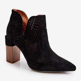 Modne čizme s visokom petom od brušene kože, crne Genevi crna 2