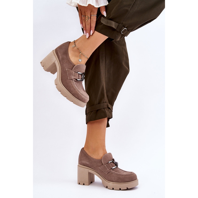 Lemar Elegantne broge na petu s tamno srebrnim bež ukrasom Harmell 2