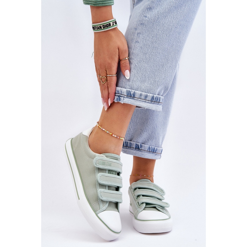 Klasične tenisice od tkanine na čičak Big Star LL274A202 zelene zelena 1