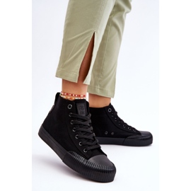 Ženske visoke tenisice od tkanine Big Star LL274444 crne crna 2