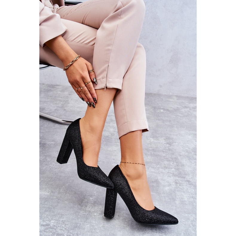 Sjajne cipele na crnu petu crno 4