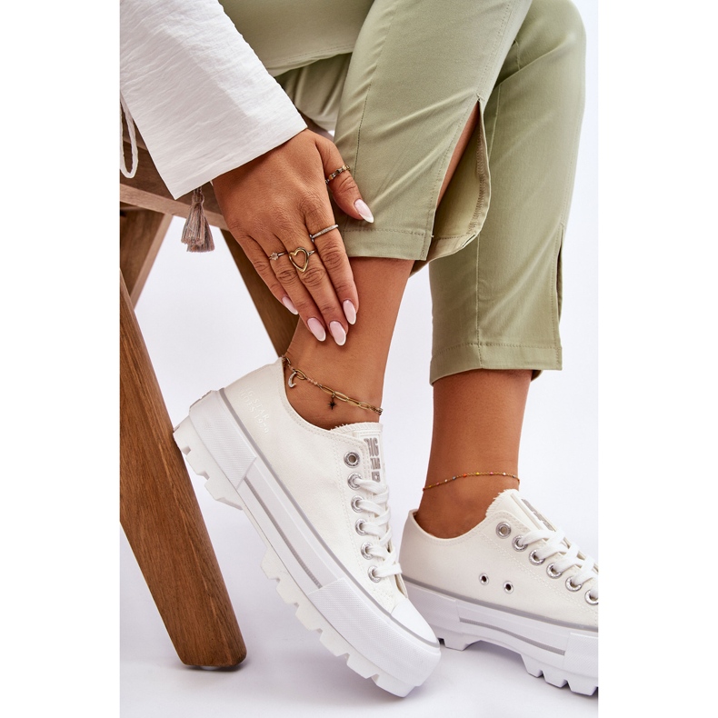 Tenisice s platformom od tkanine Big Star LL274150 Bijele bijela 2