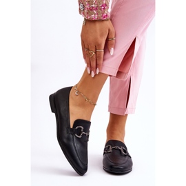 PG1 Klasične ženske mokasine s crnim Jamie ukrasom crna 1