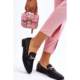 PG1 Ženske kožne mokasine s ukrasnim biserima crne boje Ishan crna 2