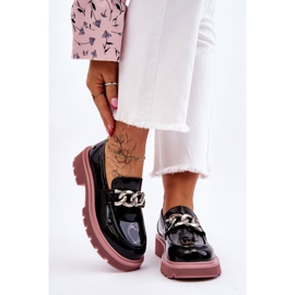 Lakirane mokasine s lancem GOE LL2N4039 crno-ljubičaste crna 2