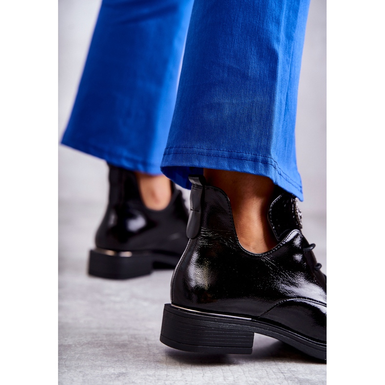 Vinceza Lakirane čizme na vezanje s izrezima crne Fabiana crna 2