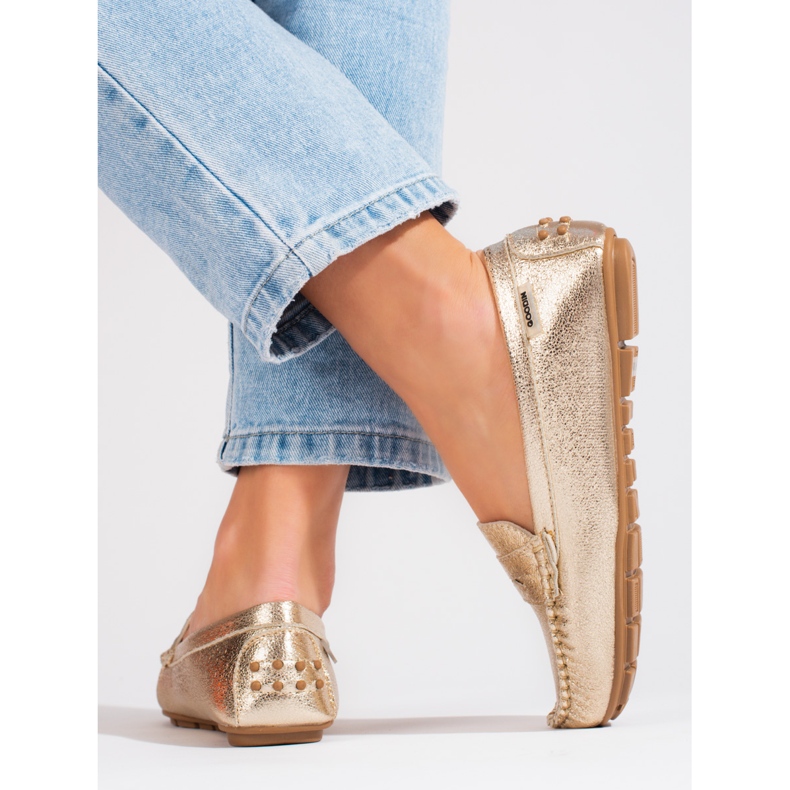 Goodin Udobne ženske zlatne mokasine Shelovet zlatna 2