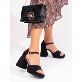 Vinceza crne sandale s petom od brušene kože crna 2